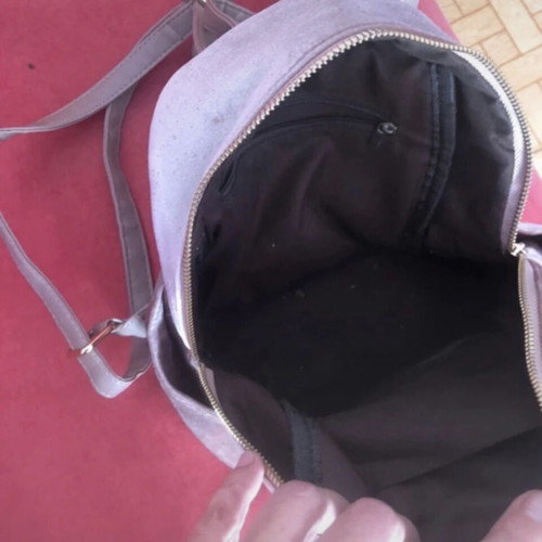 Pink metallic backpack with rhinestones like new
