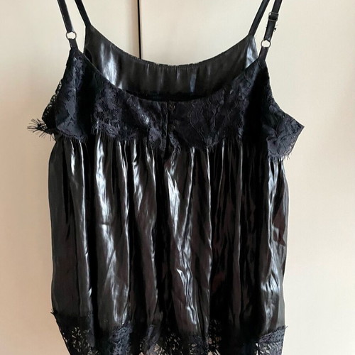 Milla lingerie top new, black satin with lace and straps