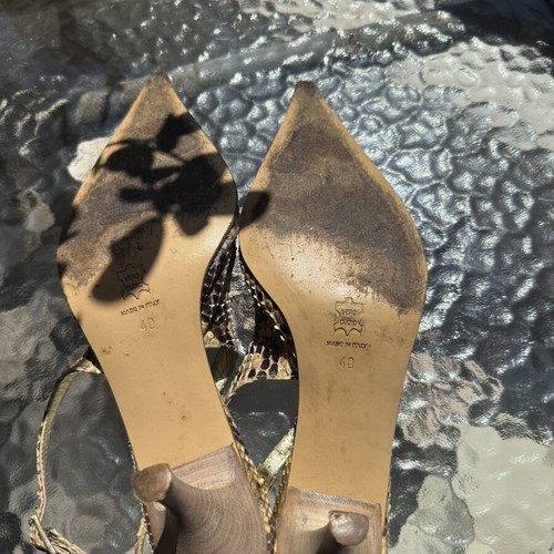 Massimo Vero Cuoio pointed slingback heels size 40 used, elegant gold brown