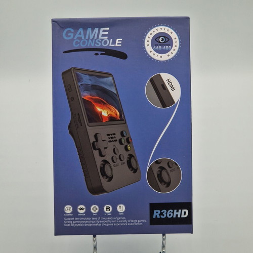 Retro Game Console R36S HD Black Purple new, 64GB TF card included