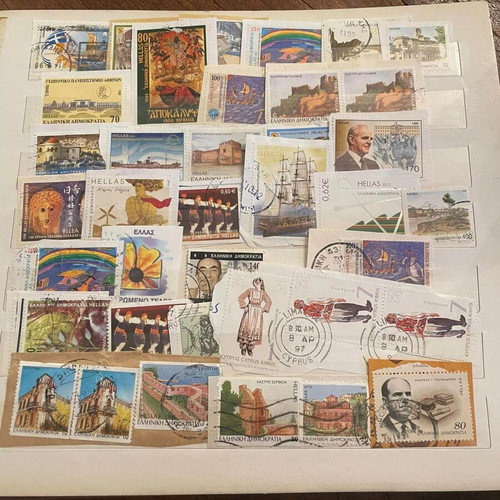 Stamp collection used with album, over 500 pieces