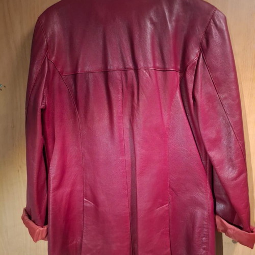 Vintage leather jacket women's, red, size L, like new