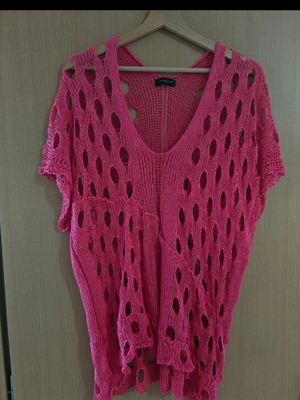 Long pink mesh blouse like new