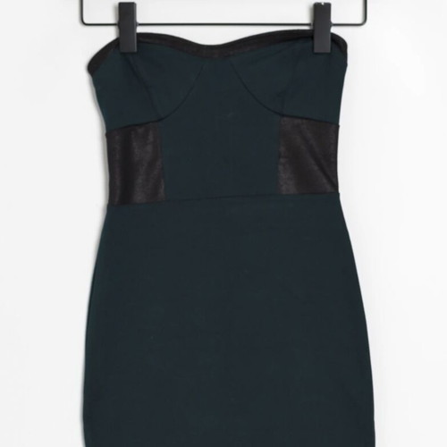 Bershka dark green teal tight mini dress, size S