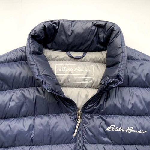 EDDIE BAUER Men's Sleeveless Blue Goose Down Jacket Lightweight - Goose Down ULTRALIGHT - Size L