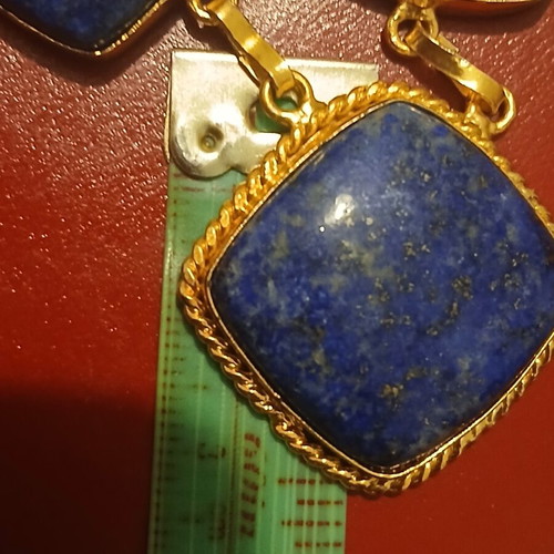 Necklace with stainless steel chain and large lapis lazuli beads, like new, 45cm