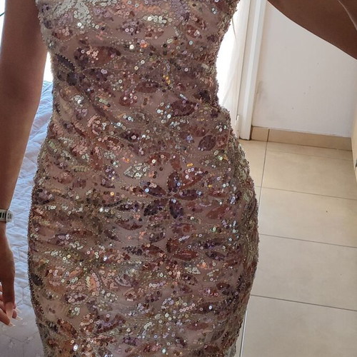 Athenee Official Mini Dress with Sequins Like New, Pink Nude