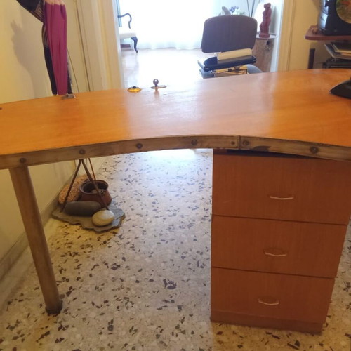 Handmade desk wood with brass like new