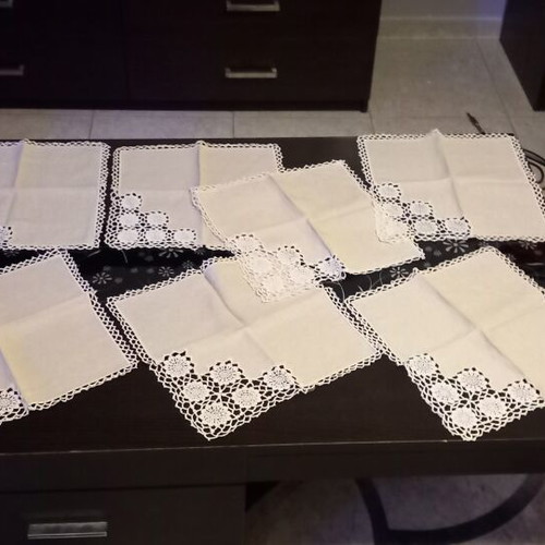 Beige handmade table napkins set of 7 like new