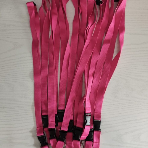 Lanyard set of 12 new, fuchsia pink with clip