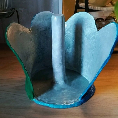 Handmade clay organizer case like new, two-tone blue and green