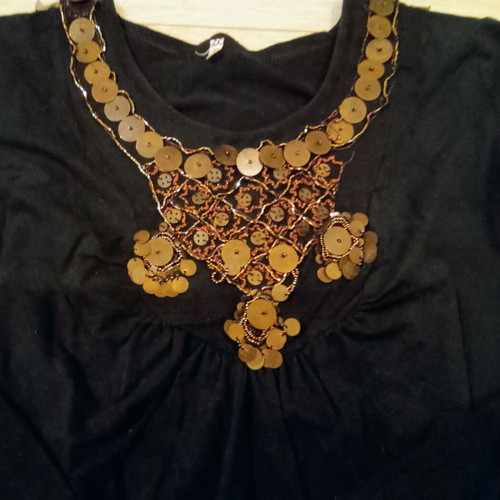 Indian black long-sleeve top like new with embroidery