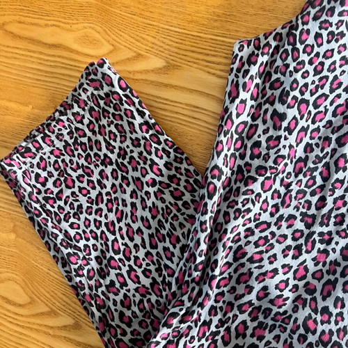 Helios women's pyjama pants, leopard print fuchsia and grey, size Large