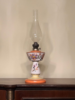 Opaline lamp old hand-painted used