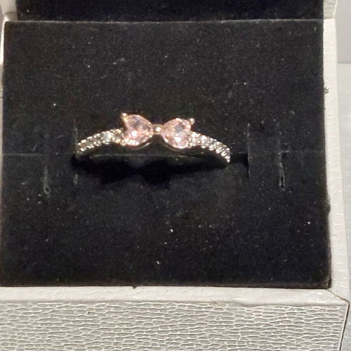 Pandora ring size 8 with pink zircon bow design