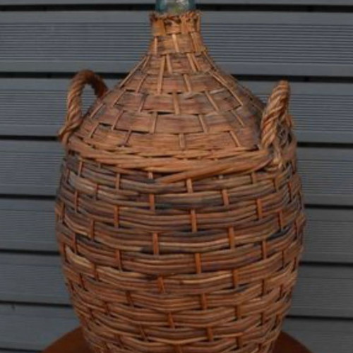 Old wicker demijohn used, dimensions 65x35