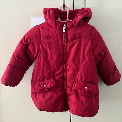 Zara jacket with inner lining for girl 3-4 years like new, red