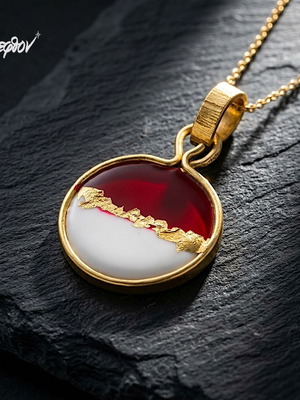 Alba Rubra Necklace new, burgundy, white and gold by Άπεφθον