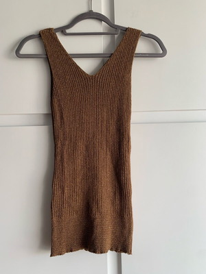 Gold Ribbed Metallic Knit Sleeveless Top σαν καινούργιο, καφέ, μέγεθος M
