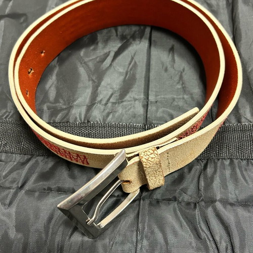 Vera Pelle belt used, genuine leather with red stitched pattern