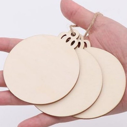 Wooden Christmas balls 9x7.3cm laser-cut set of 5