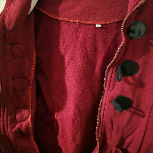 Red lightweight hooded jacket with pockets size M like new