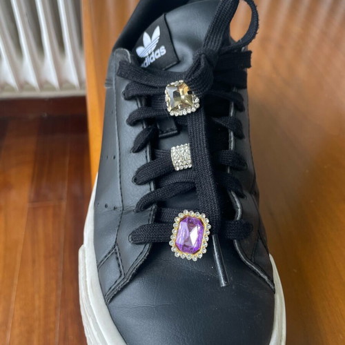 Adidas sneakers black like new with decorative strass and charms