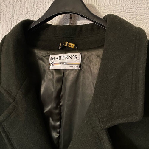 Martens Wool Coat L-XL Used, Dark Green, Italian Origin