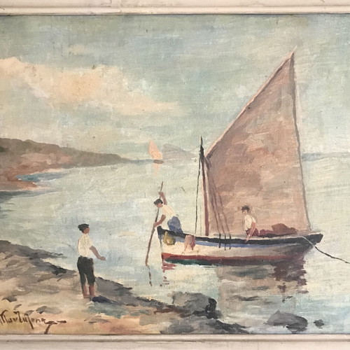 E. Pantazopoulos painting used, 100-year-old oil painting