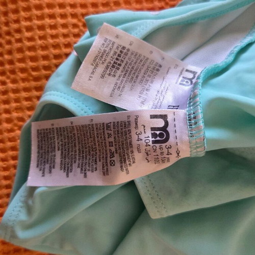Mothercare Girls' Swimsuit like new, turquoise with pink flamingo, size 3-4