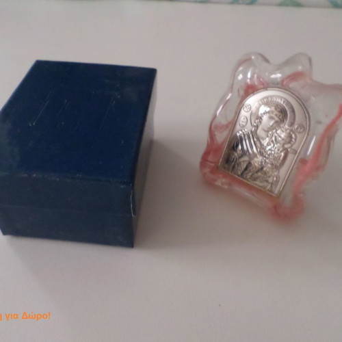 Silver icon on Murano glass new, with packaging