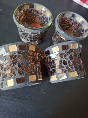 Set of 2 mosaic tealight holders like new