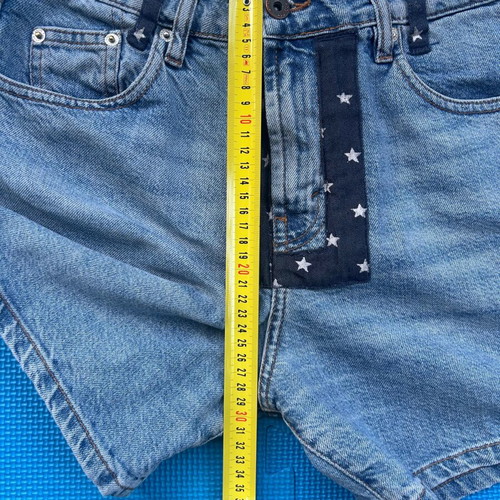 Y2K high-waisted star patchwork denim shorts Pull & Bear like new, size M