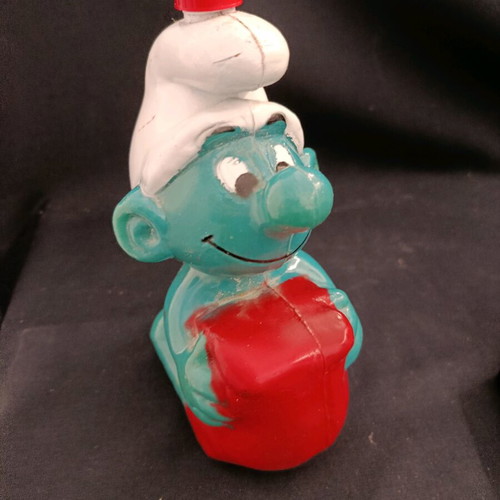 Vintage Smurfs shampoo bottle used, Greek