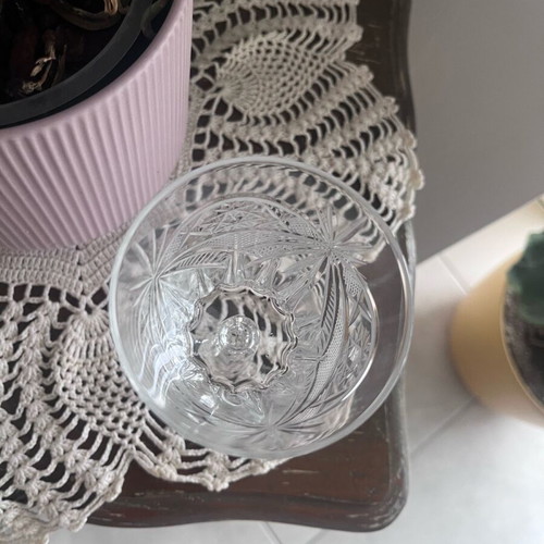 Crystal carved wine glasses like new, set of 5