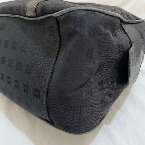 Bally Vintage Monogram Jacquard Bowling Bag used, black leather details
