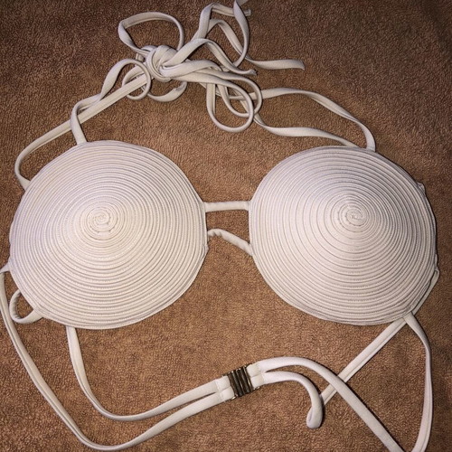 H&M beige cream bikini top new, unique design