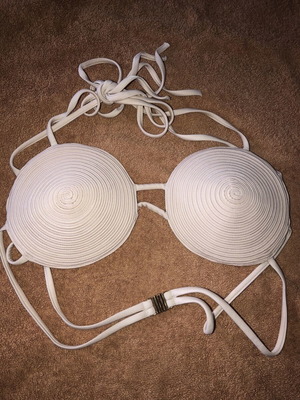 H&M beige cream bikini top new, unique design