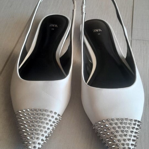 Zara leather ballerinas white cream, like new, size 39
