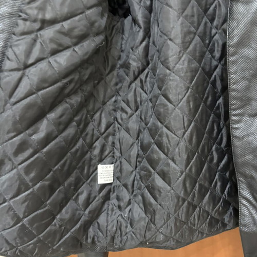 Faux leather women's jacket used, size S, black, quilted lining