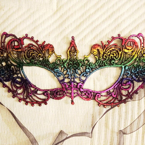 Colorful carnival mask new with ribbon