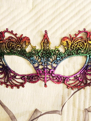 Colorful carnival mask new with ribbon