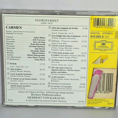 Bizet Carmen CD Berliner Philharmoniker Herbert Von Karajan like new