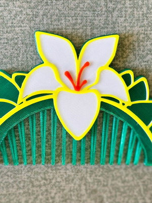 Mulan Comb new, 3D printed green plastic