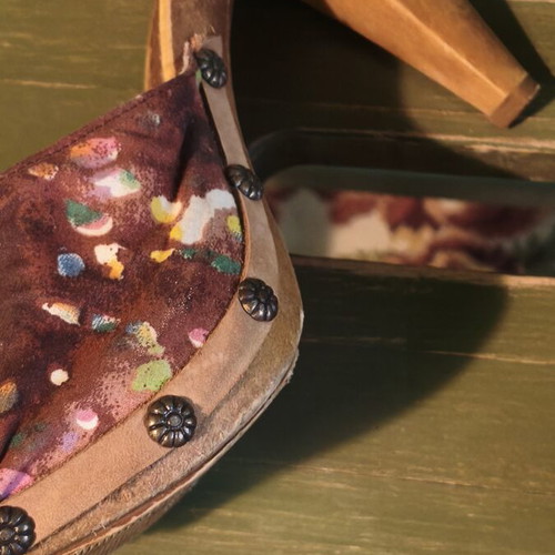 Spanish wooden clogs used, size 39, brown, 10cm heel, Sandisol