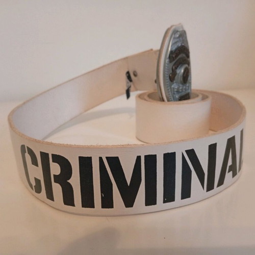 Criminal leather belt used, black and white