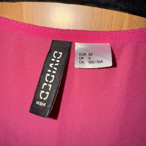 H&M semi-transparent blouse, pink, size XXS