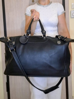 Δερμάτινη ταξιδιωτική τσάντα Samsonite, μαύρη, σαν καινούργια