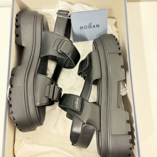 Hogan platform sandals new, black with chunky lug sole