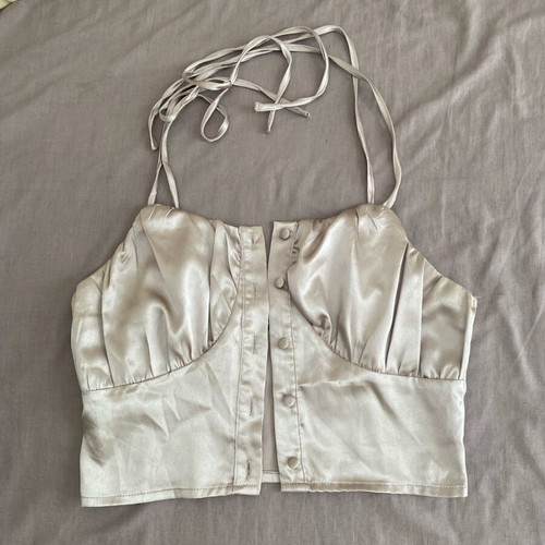 Missguided satin top like new, size S, grey silver